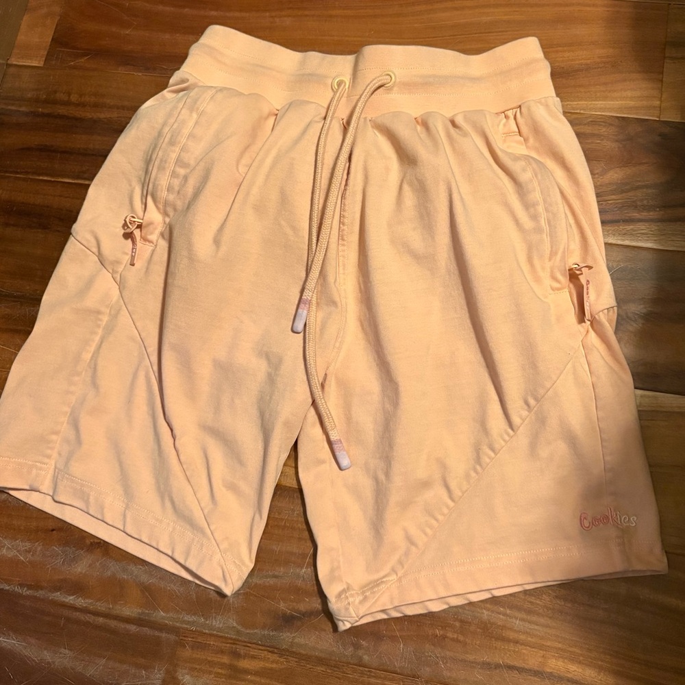 Cookies Men’s Peach Streetwear‎ Shorts Zipper Pockets Drawstring Size S (0736)